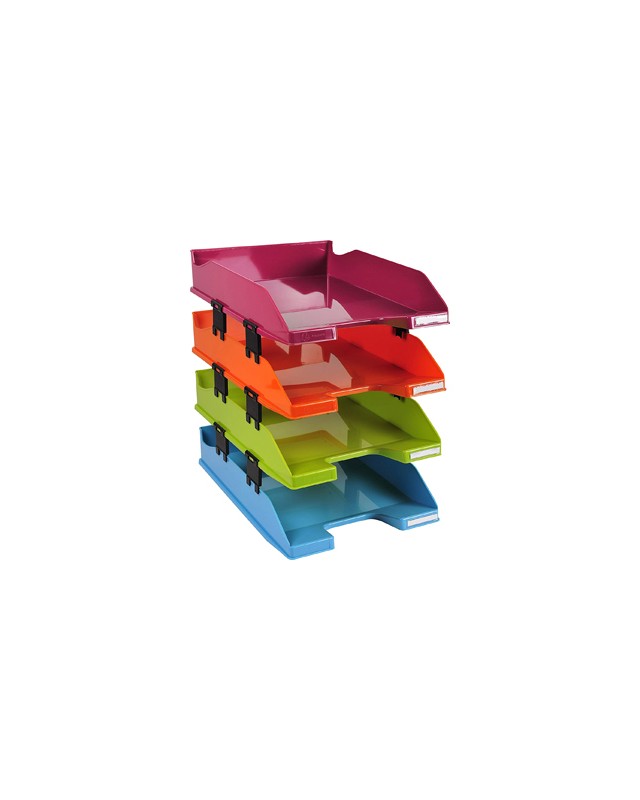 Bandeja sobremesa exacompta plastico arlequin set de 4 unidades colores surtidos 346x254x243 mm