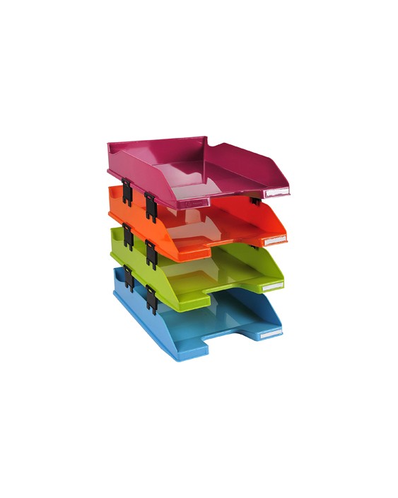 Bandeja sobremesa exacompta plastico arlequin set de 4 unidades colores surtidos 346x254x243 mm