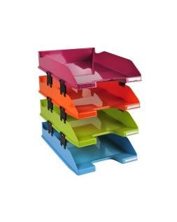 Bandeja sobremesa exacompta plastico arlequin set de 4 unidades colores surtidos 346x254x243 mm