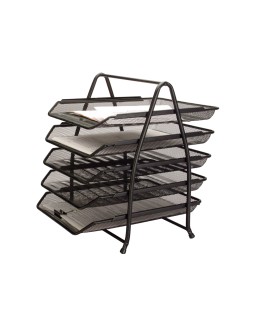 Bandeja sobremesa metalica q-connect kf18474 rejilla negro 5 bandejas movibles 350x275x375 mm