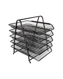 Bandeja sobremesa metalica q-connect kf18474 rejilla negro 5 bandejas movibles 350x275x375 mm