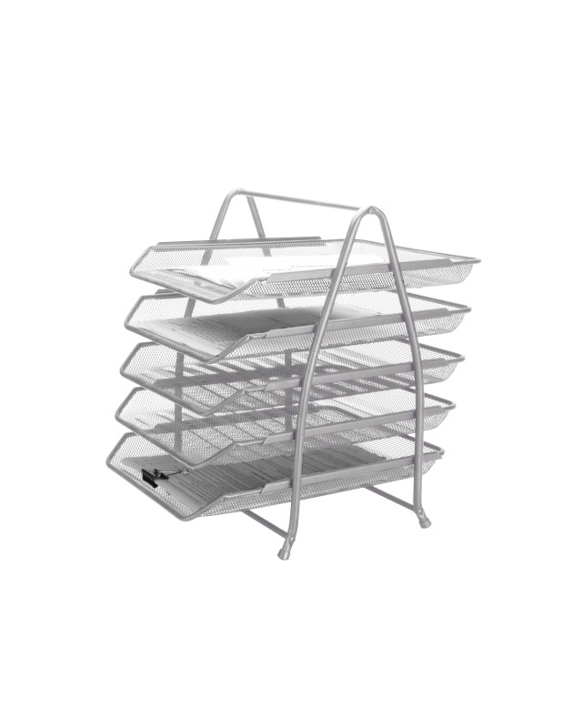 Bandeja sobremesa metalica q-connect kf18476 rejilla plata 5 bandejas movibles 350x275x375 mm
