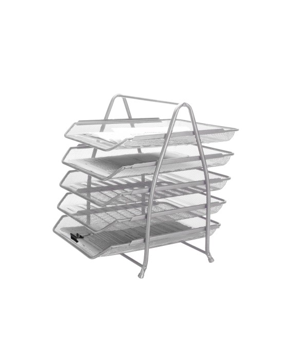 Bandeja sobremesa metalica q-connect kf18476 rejilla plata 5 bandejas movibles 350x275x375 mm