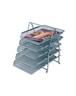 Bandeja sobremesa metalica q-connect kf18476 rejilla plata 5 bandejas movibles 350x275x375 mm