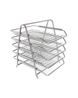 Bandeja sobremesa metalica q-connect kf18476 rejilla plata 5 bandejas movibles 350x275x375 mm