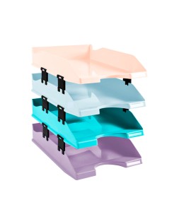 Bandeja sobremesa exacompta plastico aquarel set de 4 bandejas combo midi colores pastel 346x225x243 mm