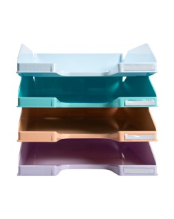 Bandeja sobremesa exacompta plastico aquarel set de 4 bandejas combo midi colores pastel 346x225x243 mm