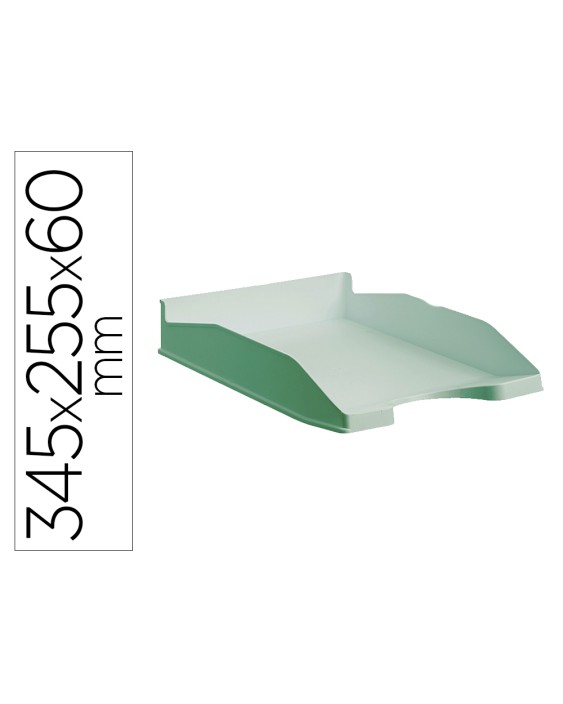 Bandeja sobremesa archivo 2000 antimicrobiana plastico apilable 3 posiciones din a4 y folio verde 345x255x60 mm