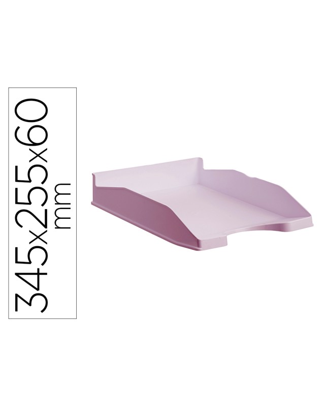 Bandeja sobremesa archivo 2000 antimicrobiana plastico apilable 3 posiciones din a4 y folio rosa 345x255x60 mm