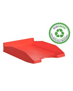 Bandeja sobremesa archivo 2000 ecogreen plastico 100% reciclada apilable formatos din a4 y folio color rojo