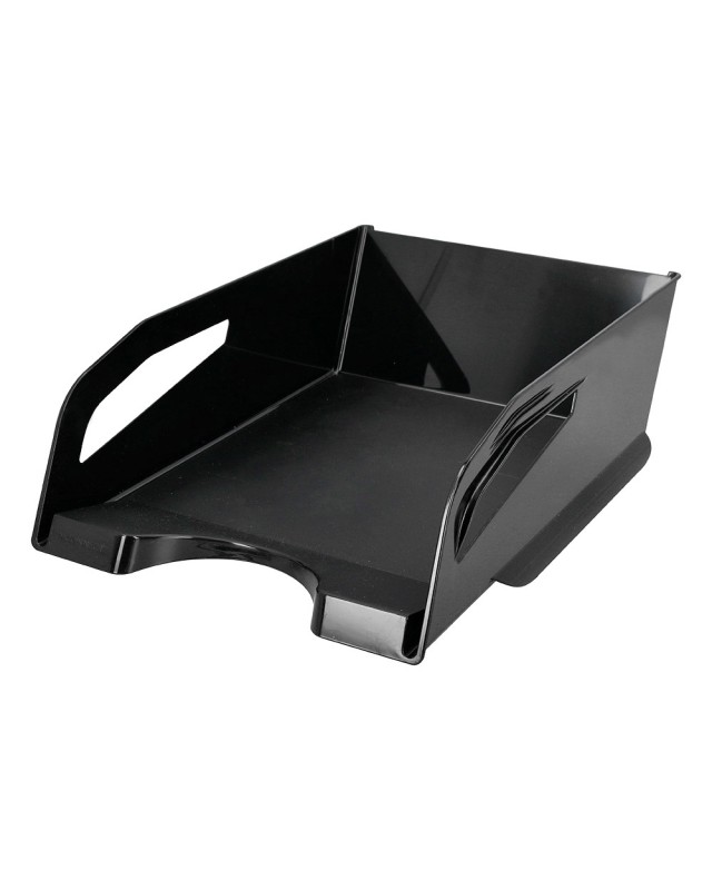 Bandeja sobremesa plastico q-connect gran capacidad con asa negro opaco 386x270x115mm