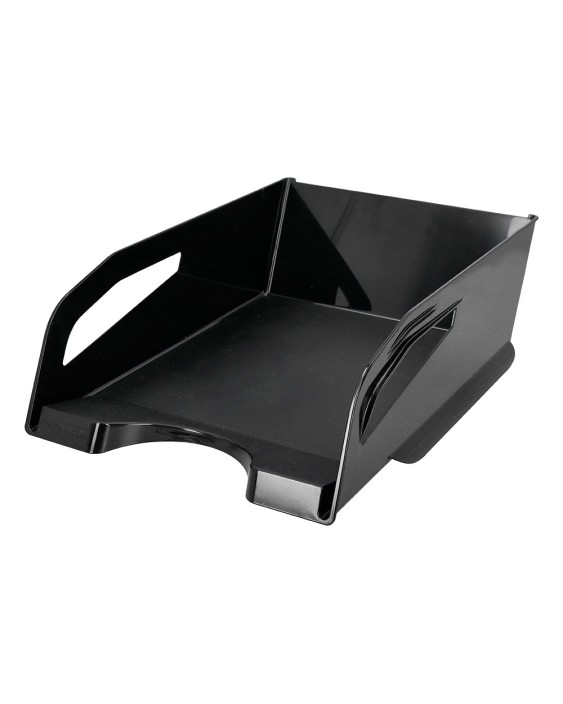 Bandeja sobremesa plastico q-connect gran capacidad con asa negro opaco 386x270x115mm