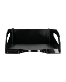 Bandeja sobremesa plastico q-connect gran capacidad con asa negro opaco 386x270x115mm