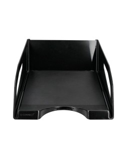 Bandeja sobremesa plastico q-connect gran capacidad con asa negro opaco 386x270x115mm