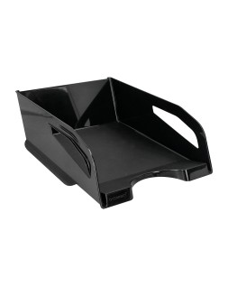 Bandeja sobremesa plastico q-connect gran capacidad con asa negro opaco 386x270x115mm