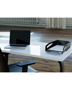 Bandeja sobremesa plastico q-connect gran capacidad con asa negro opaco 386x270x115mm