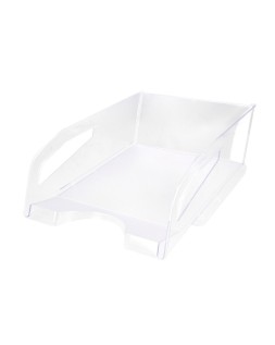 Bandeja sobremesa plastico q-connect gran capacidad con asa transparente 386x270x115mm