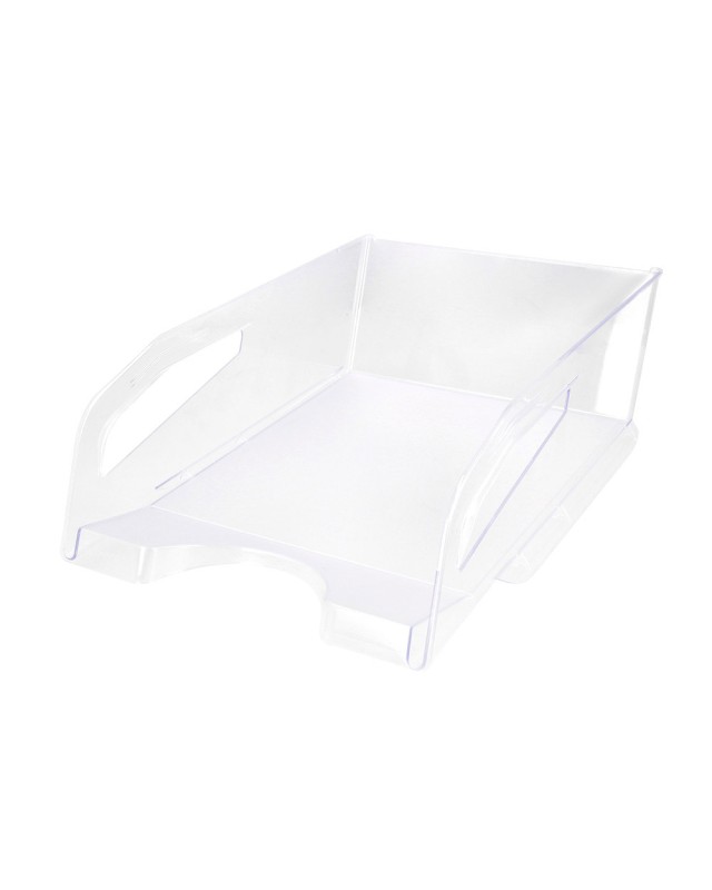 Bandeja sobremesa plastico q-connect gran capacidad con asa transparente 386x270x115mm