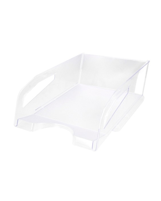 Bandeja sobremesa plastico q-connect gran capacidad con asa transparente 386x270x115mm