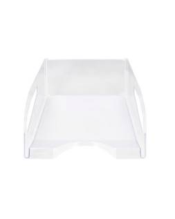 Bandeja sobremesa plastico q-connect gran capacidad con asa transparente 386x270x115mm