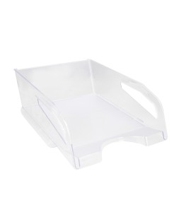 Bandeja sobremesa plastico q-connect gran capacidad con asa transparente 386x270x115mm