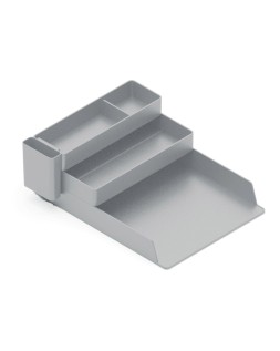 Bandeja sobremesa plastico q-connect organizador de escritorio con 4 departamentos color gris