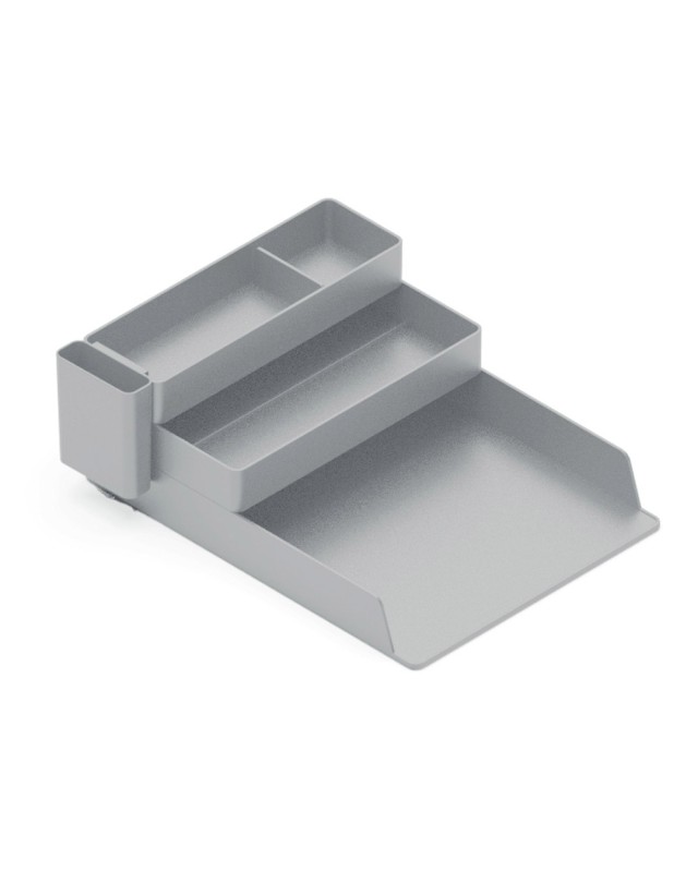Bandeja sobremesa plastico q-connect organizador de escritorio con 4 departamentos color gris