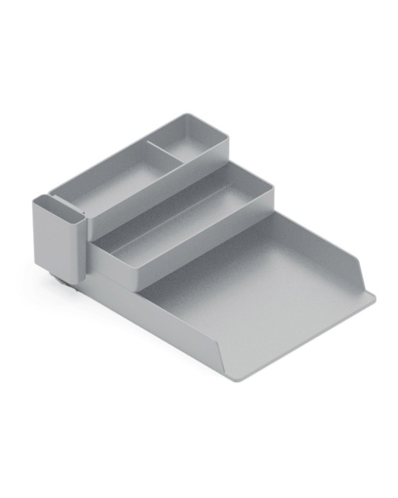 Bandeja sobremesa plastico q-connect organizador de escritorio con 4 departamentos color gris