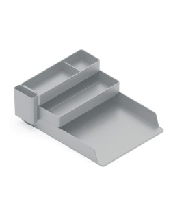 Bandeja sobremesa plastico q-connect organizador de escritorio con 4 departamentos color gris