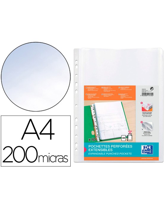 Funda multitaladro oxford con fuelle din a4 200 mc cristal
