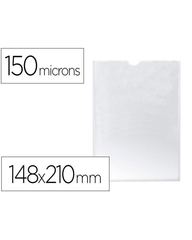 Funda portadocumento q-connect din a5 150 micras pvc transparente con uñero 148x210 mm