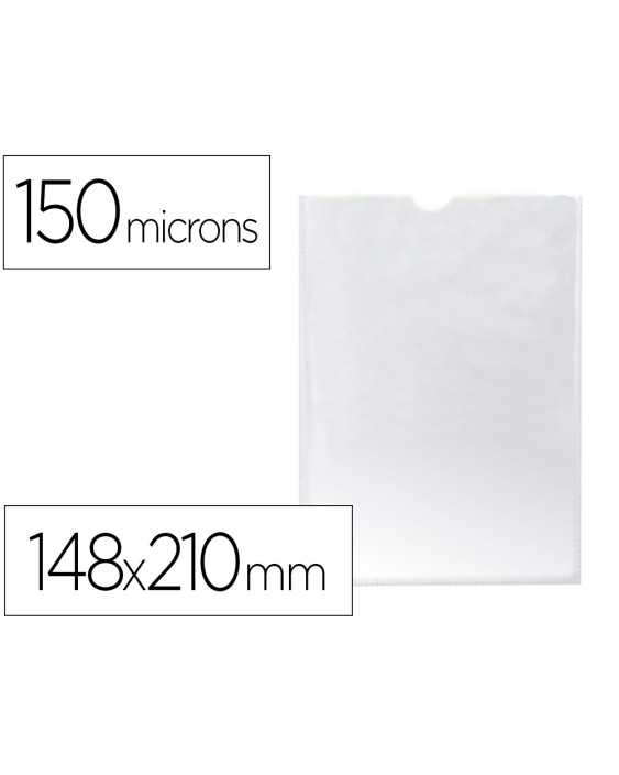 Funda portadocumento q-connect din a5 150 micras pvc transparente con uñero 148x210 mm