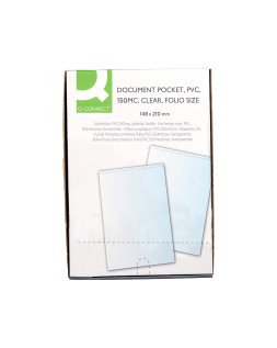 Funda portadocumento q-connect din a5 150 micras pvc transparente con uñero 148x210 mm