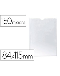 Funda portadocumento q-connect din a7 150 micras pvc transparente con uñero 84x115 mm