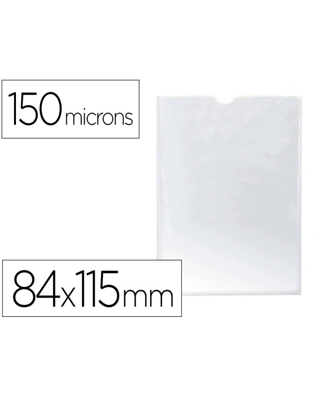 Funda portadocumento q-connect din a7 150 micras pvc transparente con uñero 84x115 mm