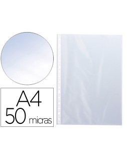 Funda multitaladro q-connect din a4 50 mc cristal bolsa de 100 unidades