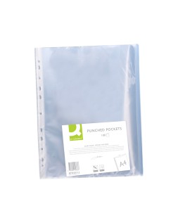 Funda multitaladro q-connect din a4 50 mc cristal bolsa de 100 unidades