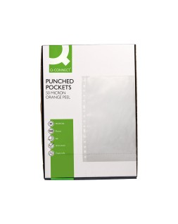Funda multitaladro q-connect din a4 50 mc piel de naranja caja de 100 unidades