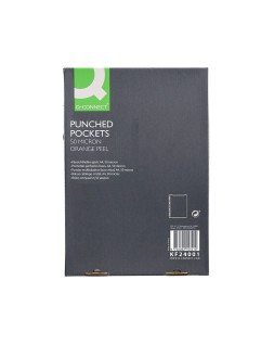 Funda multitaladro q-connect din a4 50 mc piel de naranja caja de 100 unidades