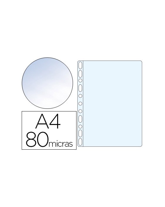 Funda multitaladro esselte din a4 polipropileno 80 mc 11 taladros cristal caja de 100 unidades