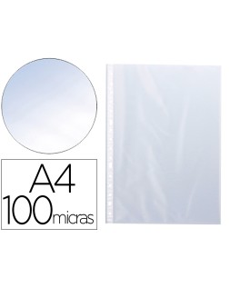 Funda multitaladro q-connect din a4 100 mc cristal bolsa de 10 unidades