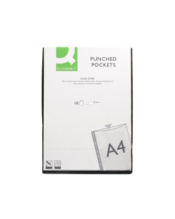 Funda multitaladro q-connect din a4 100 mc cristal bolsa de 10 unidades