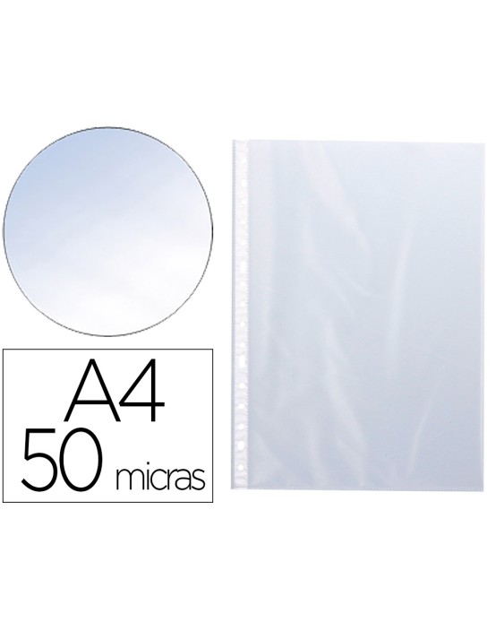 Funda multitaladro q-connect din a4 50 mc cristal bolsa de 10 unidades