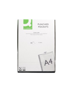 Funda multitaladro q-connect din a4 50 mc cristal bolsa de 10 unidades