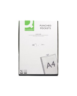 Funda multitaladro q-connect din a4 80 mc cristal bolsa de 10 unidades