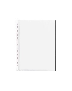 Funda multitaladro q-connect din a4 70 mc pp cristal con borde negro bolsa de 10 unidades