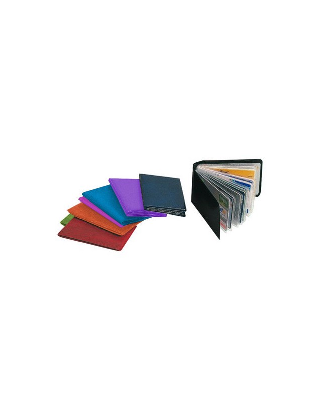 Portatarjetas de credito pvc base opaca capacidad 10 tarjetas expositor de 30 unidades colores surtidos