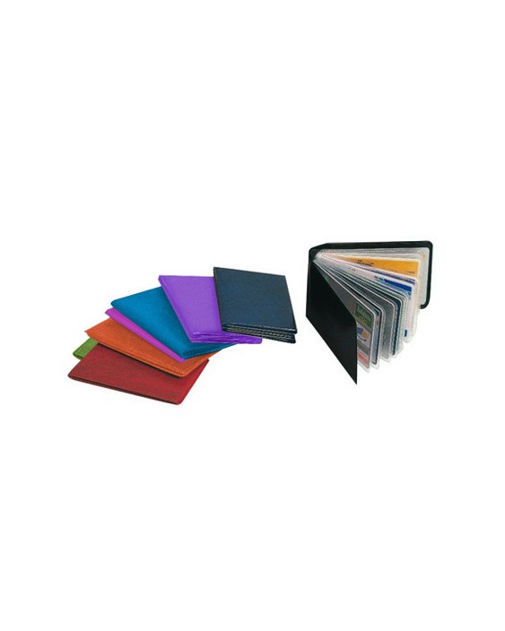 Portatarjetas de credito pvc base opaca capacidad 10 tarjetas expositor de 30 unidades colores surtidos