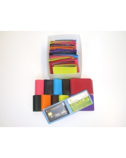 Portatarjetas de credito pvc base opaca capacidad 10 tarjetas expositor de 30 unidades colores surtidos