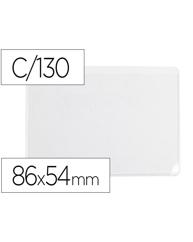 Funda portadocumento q-connect dni 130 micras pvc transparente con uñero 86x54 mm